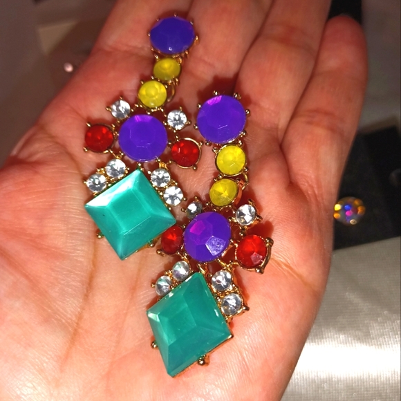 Multicolored festive SUGARFIX By Baublebar rhinestone dangle earrings - Picture 1 of 3